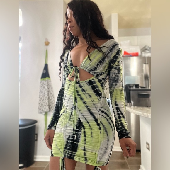 Green Watch Me Ruche Tye Die Mini Dress by Fashion Nova - Picture 15 of 15